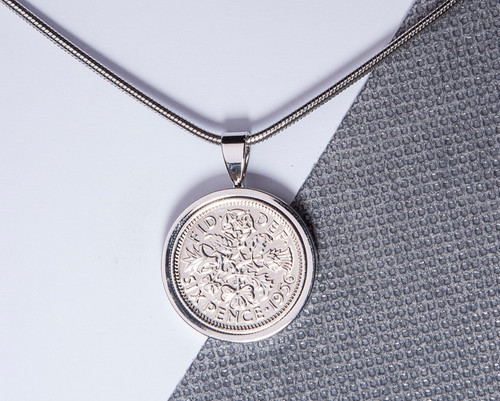 Ciondolo moneta sixpence - ciondolo,